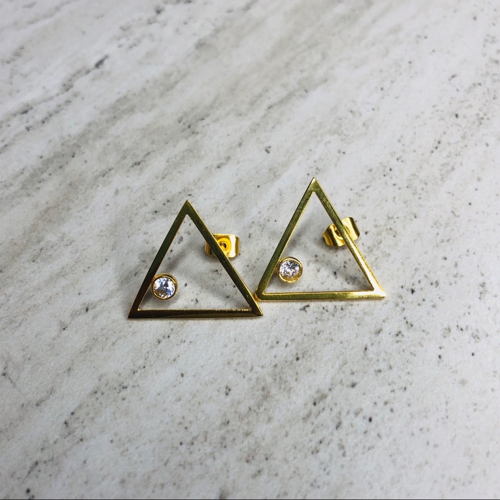 Surgical Steel Gold Triangle Stud Earrings
